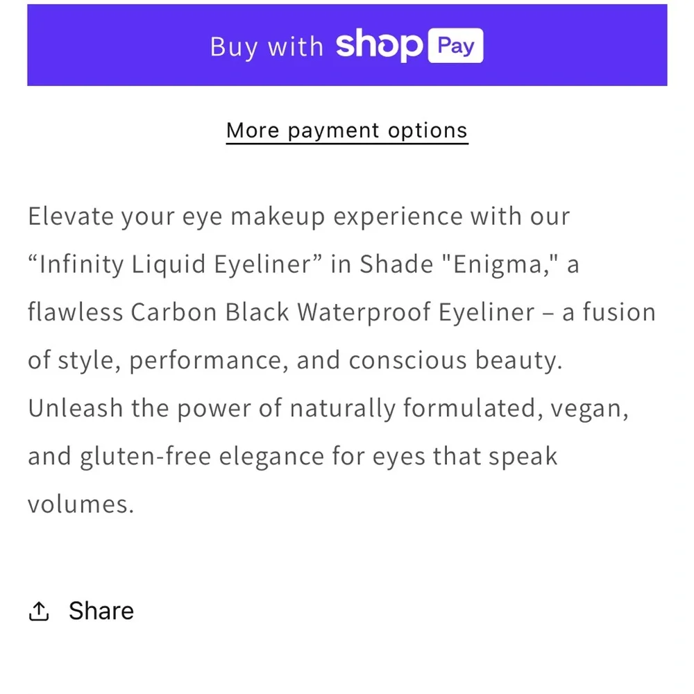 Defiance Beauty infinity liquid eyeliner carbon black new in box vegan
